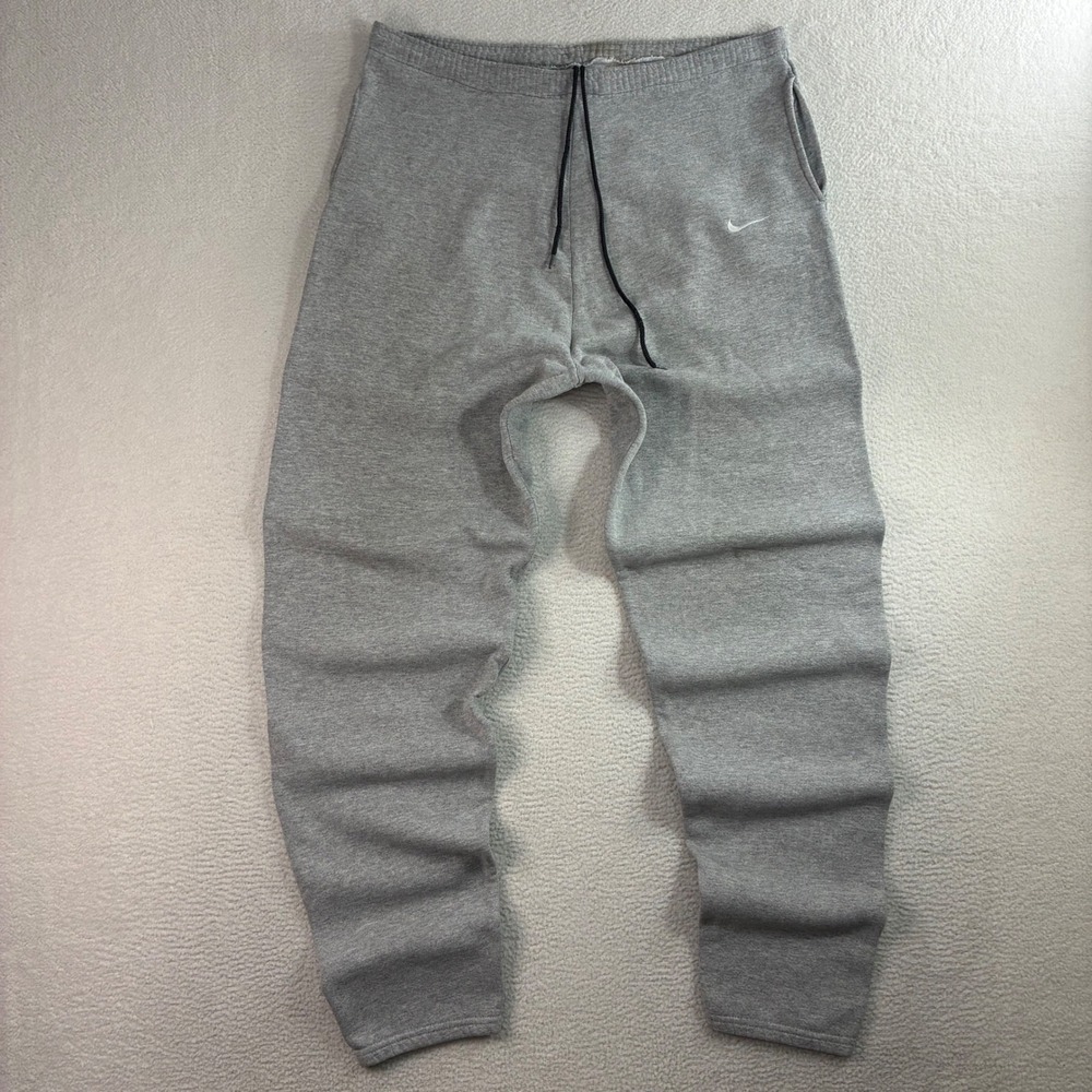 Vintage Nike Sweatpants Men L Gray Fleece Joggers Track Pants 90s Drawstring USA